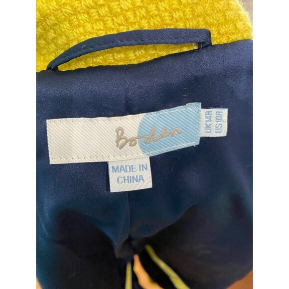 Boden Mustard Yellow Wool-Blend Peacoat Jacket Size 10 Floral Button Details Ful - Picture 5 of 10